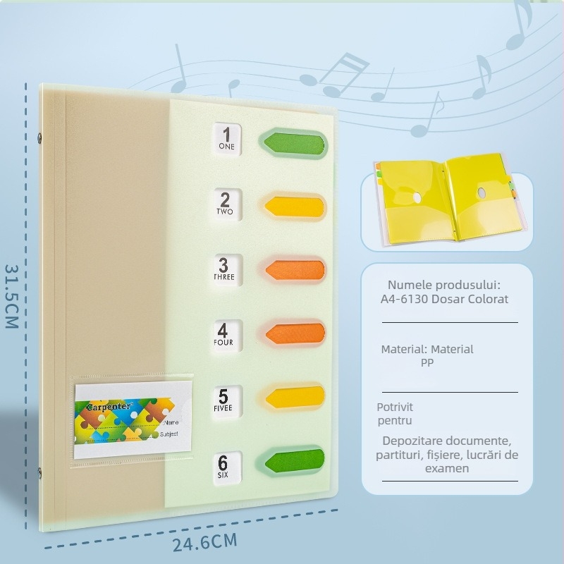 Mapă transparentă A4 cu clips – Plastic, multipagină, capacitate 6 pagini, clemă 315