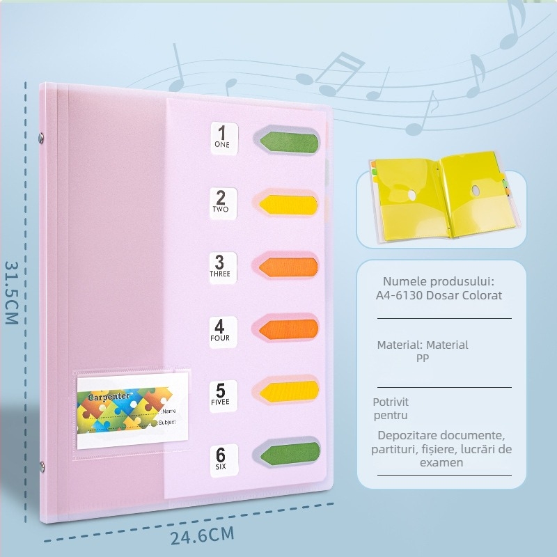 Mapă transparentă A4 cu clips – Plastic, multipagină, capacitate 6 pagini, clemă 315