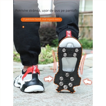 Cramponi pentru încălțăminte, anti-derapare, ușori pentru iarnă, 10 dinți, poliester