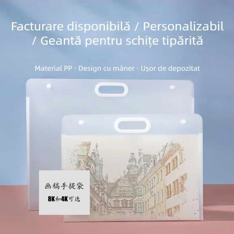 Portofoliu de artă portabil cu închidere Snap, material PP, 200 g, design caricatură