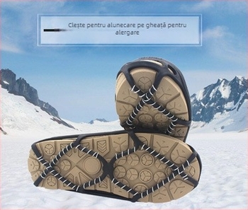 Protezie antialunecare pentru încălțăminte cu gheare din oțel inoxidabil, design cu role din oțel, materiale: oțel inoxidabil + TPE, 100 bucăți, MUXIN CAMP