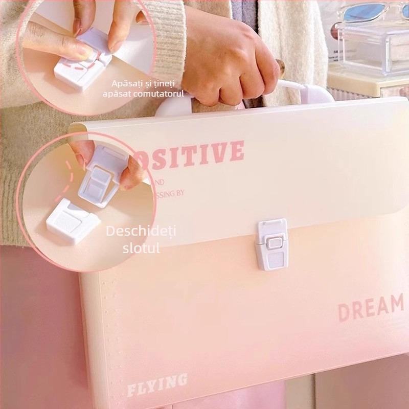 Zi Yi mapă pentru documente, 12 compartimente, PP material, design acordeon vertical, model ZL30372