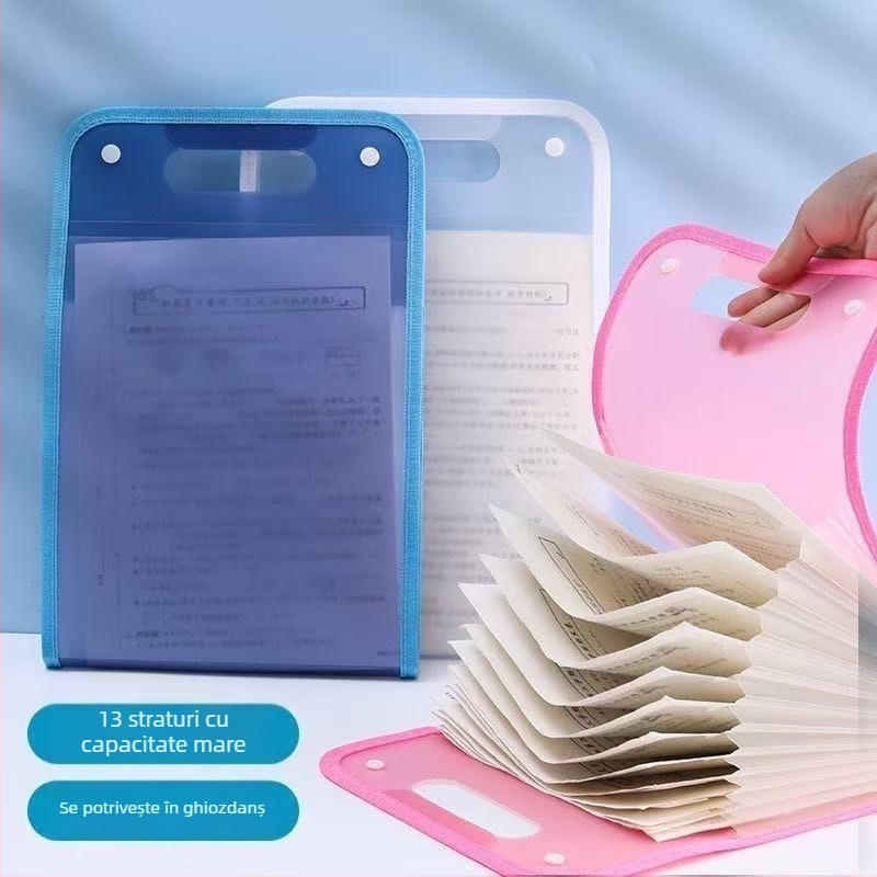 Mapă acordeon verticală pentru dosare, 13 compartimente, material PP, logo personalizat, procesare personalizată