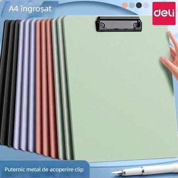 Deli PE122 Clipboard din plastic cu pad de scriere, format A4, clemă simplă