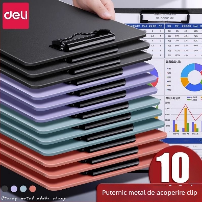 Deli PE122 Clipboard din plastic cu pad de scriere, format A4, clemă simplă