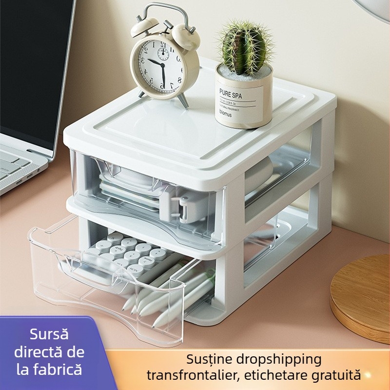 Cutie de depozitare pentru birou cu sertare, 18 compartimente – organizator din PP pentru rechizite și cosmetice, design modern minimalist