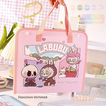 Labubu organizator acordeon cu 13 compartimente, din plastic, grosime 0,2 mm