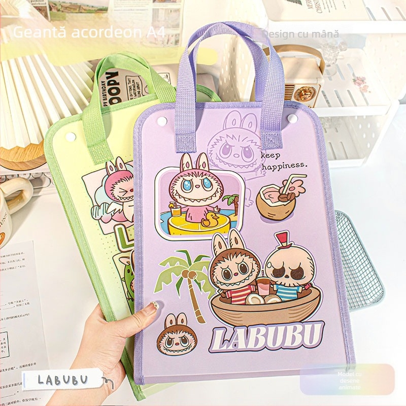 Labubu organizator acordeon cu 13 compartimente, din plastic, grosime 0,2 mm