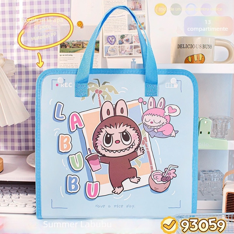 Labubu organizator acordeon cu 13 compartimente, din plastic, grosime 0,2 mm