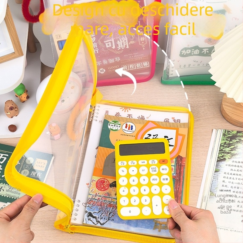 A4 geantă pentru documente cu fermoar, material plasă, formă 3D (Brand: Mesibo/Meixiaobao; Model: WJD-01; Material: Plasă; Stil: Fermoar; Formă: 3D)