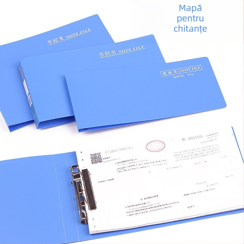 Clip facturi Kang Bai din PP — modele B3591/B3592/B3593 (cu cutie) și B3596; material: PP; tip: clemă cu prindere simplă; potrivit pentru facturi