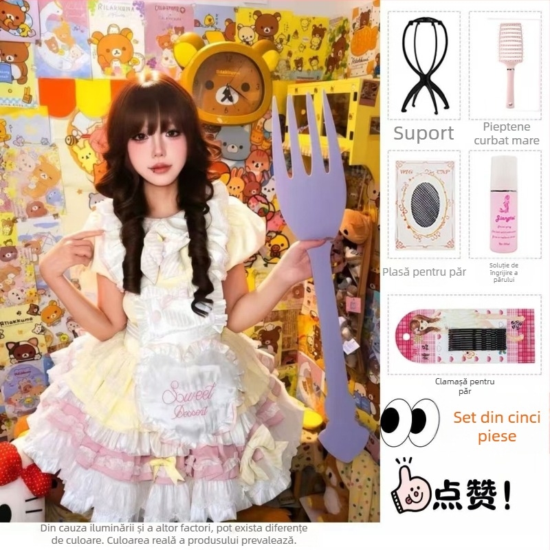 Perucă pentru femei — stil japonez, păr lung buclat, păr din mătase proteică, tehnologie de producție: mecanism, model: perucă completă