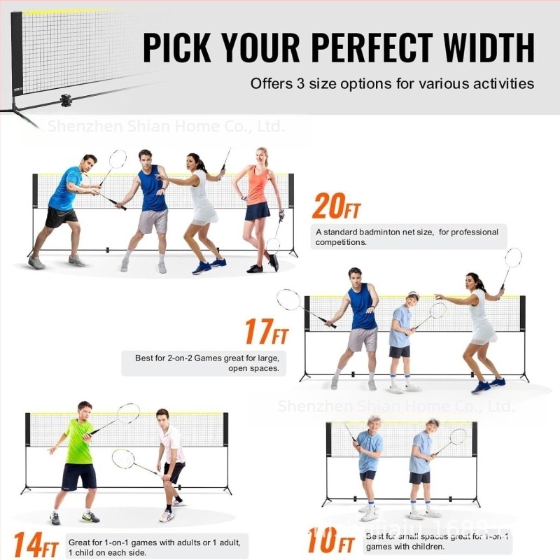 Rețea de antrenament badminton, pentru exterior, pliabilă, portabilă, cu montaj standard