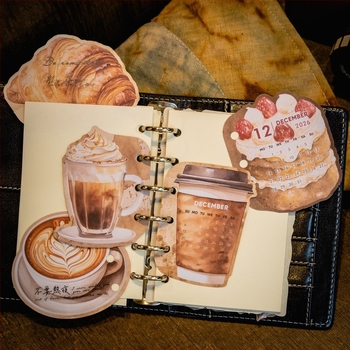 Inserție pentru binder – Calendar Coffee and Bread pentru 365 de zile, nucleu interior în stil acuarelă retro, bloc de hârtie, brand Tomato sauce girl, Lipire: Nu, IP: Neautorizat