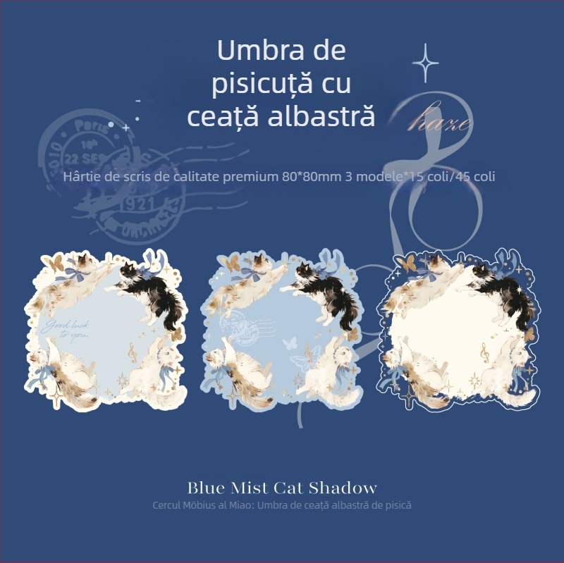 MR.Paper Note adezive cu aur în relief – Catbus Ring, Temă pisică în stil coreean, Formă neregulată, 3 în 1; XS13623; Lipire: Nu; Formă: Cărămidă de hârtie