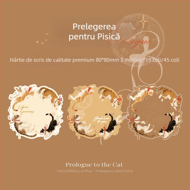 MR.Paper Note adezive cu aur în relief – Catbus Ring, Temă pisică în stil coreean, Formă neregulată, 3 în 1; XS13623; Lipire: Nu; Formă: Cărămidă de hârtie