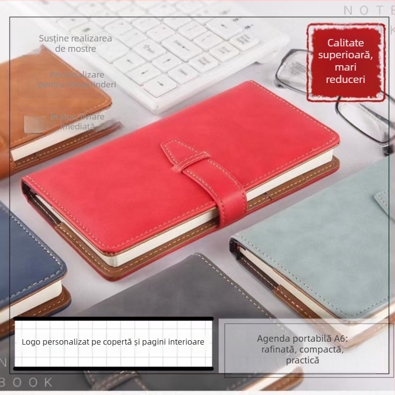 Notițe de birou cu copertă din piele artificială, legare cu adeziv, hârtie Dowling 80 g, 100 pagini, pagini interioare și logo personalizabile, embossing, ștanțare la cald și ștanțare argintie