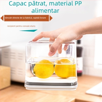 Borcan sigilat pentru cereale, plastic transparent, rezistent la umiditate, pătrat, 800–1000 ml