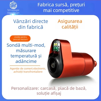 Cameră subacvatică HD pentru pescuit, interval de adâncime 0.6-30 m, alimentare DC 10-18V, brand Fish Ring View, detector de pește