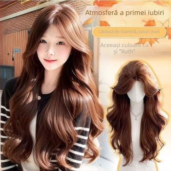 Duoxiu Perucă Lungă Buclată, Aspect Natural, Păr din Mătase Proteică, Acoperire Completă a Capului, Producție cu Mecanism