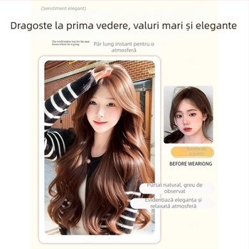 Duoxiu Perucă Lungă Buclată, Aspect Natural, Păr din Mătase Proteică, Acoperire Completă a Capului, Producție cu Mecanism