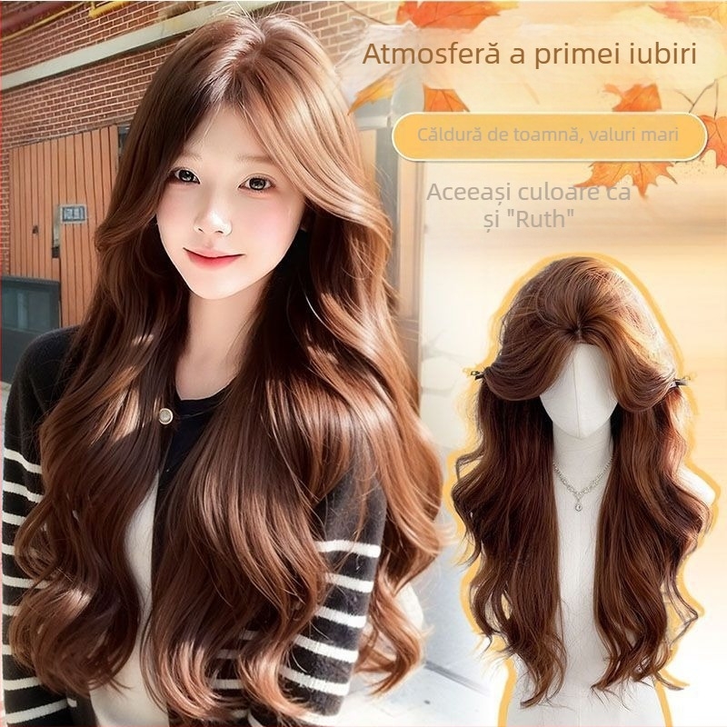 Duoxiu Perucă Lungă Buclată, Aspect Natural, Păr din Mătase Proteică, Acoperire Completă a Capului, Producție cu Mecanism