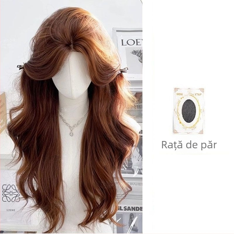 Duoxiu Perucă Lungă Buclată, Aspect Natural, Păr din Mătase Proteică, Acoperire Completă a Capului, Producție cu Mecanism