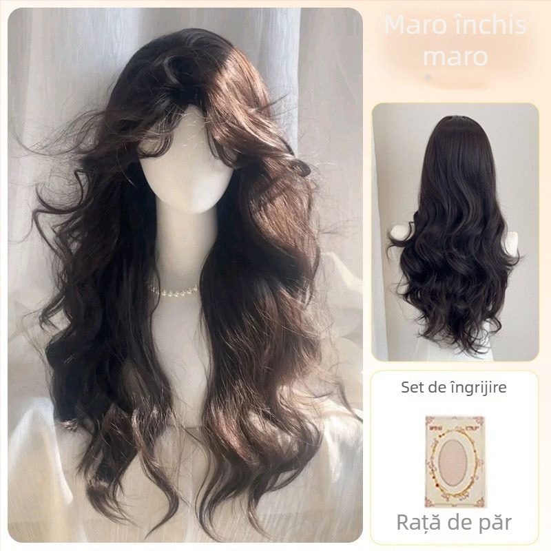 Duoxiu Perucă Lungă Buclată, Aspect Natural, Păr din Mătase Proteică, Acoperire Completă a Capului, Producție cu Mecanism