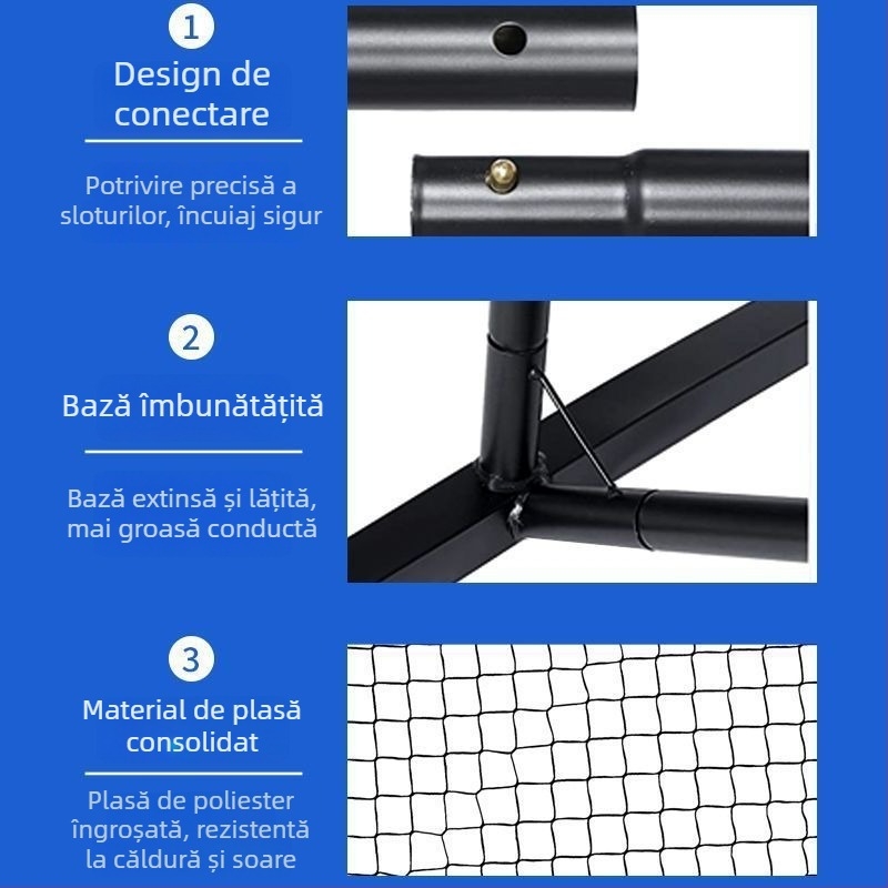 Cadru portabil pentru plasă pickleball pentru interior/exterior, standard de competiție