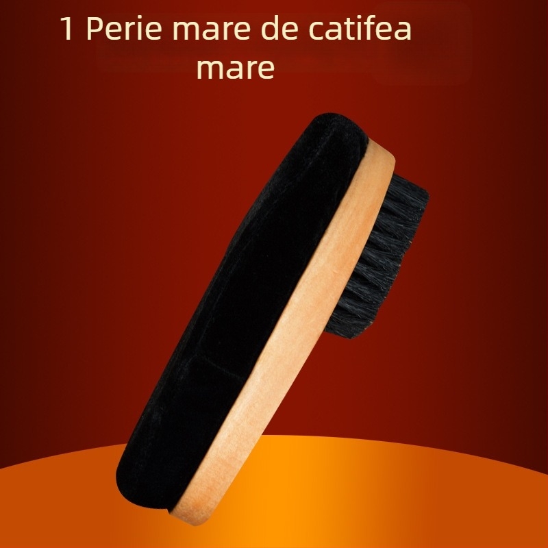 Perie pentru lustruirea pantofilor Zhongu, peri moi, cap de lustruire cu burete, mâner lung