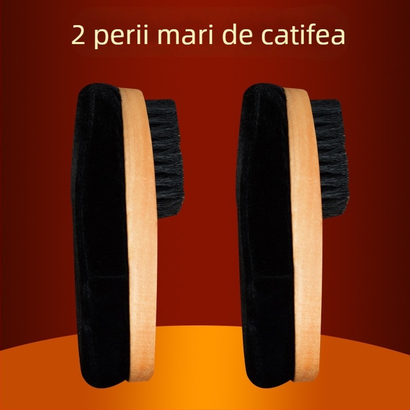 Perie pentru lustruirea pantofilor Zhongu, peri moi, cap de lustruire cu burete, mâner lung