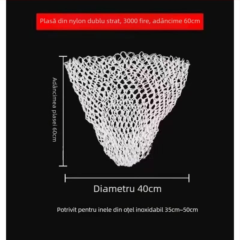 Sac de plasă din nylon, țesut manual – moale pentru pește, gros și durabil, cu accesorii pentru capul plasei