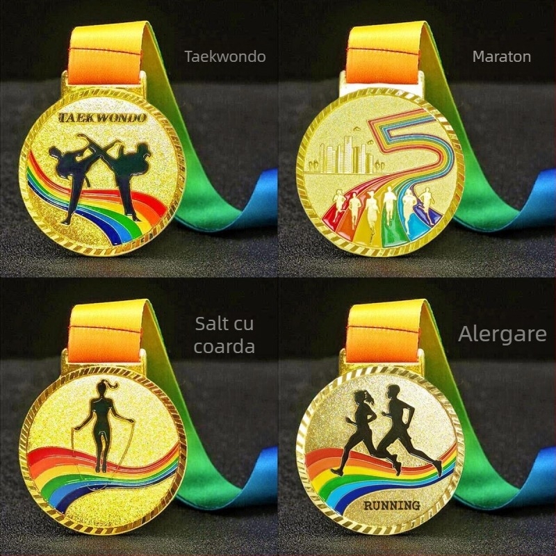 Medalie pentru ceremonii de acordare și activități de teambuilding, din aliaj, placă placată cu aur, logo tipărit, personalizabil