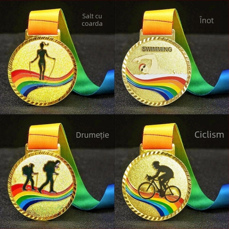 Medalie pentru ceremonii de acordare și activități de teambuilding, din aliaj, placă placată cu aur, logo tipărit, personalizabil