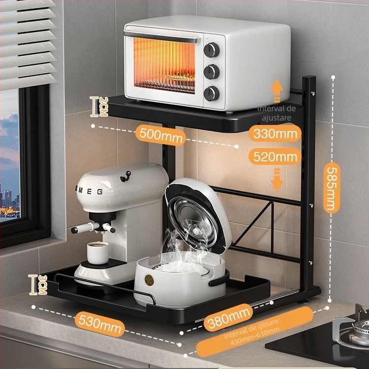 Raft glisant pe blat pentru aparate de bucătărie — metal, stil modern minimalist, pentru aparate precum gătitor de orez, cuptor cu microunde și cuptor, Model 1, mostre personalizate