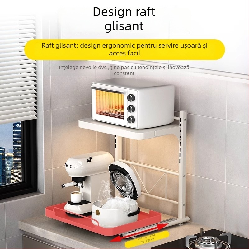Raft glisant pe blat pentru aparate de bucătărie — metal, stil modern minimalist, pentru aparate precum gătitor de orez, cuptor cu microunde și cuptor, Model 1, mostre personalizate