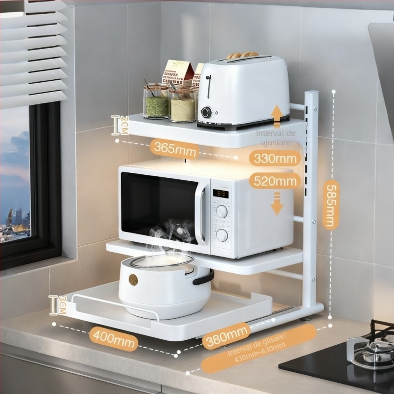 Raft glisant pe blat pentru aparate de bucătărie — metal, stil modern minimalist, pentru aparate precum gătitor de orez, cuptor cu microunde și cuptor, Model 1, mostre personalizate