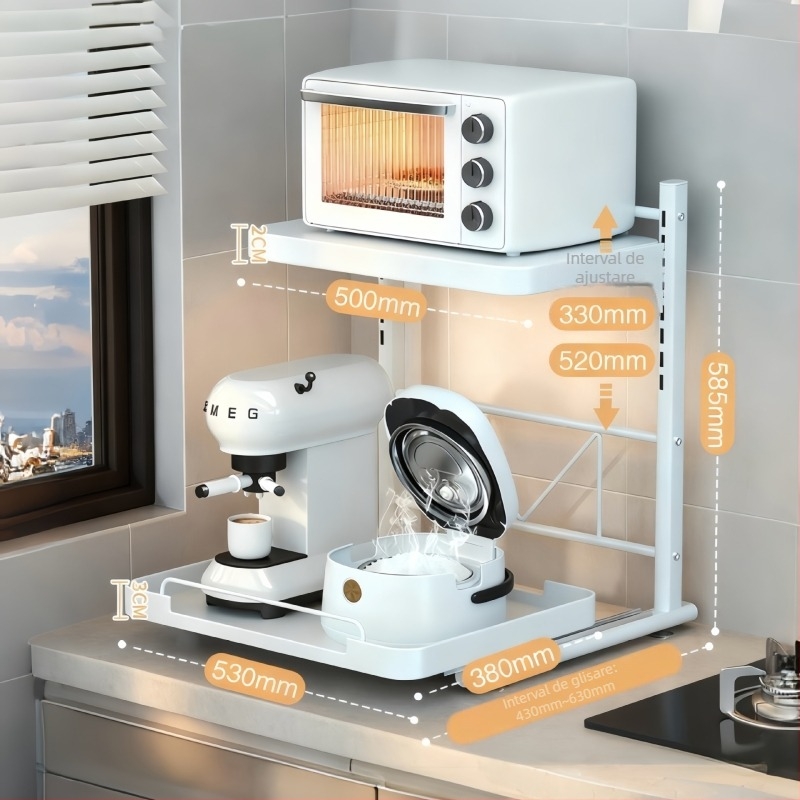 Raft glisant pe blat pentru aparate de bucătărie — metal, stil modern minimalist, pentru aparate precum gătitor de orez, cuptor cu microunde și cuptor, Model 1, mostre personalizate