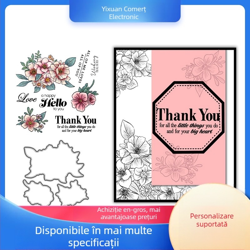 Set de tăiere pentru scrapbooking cu buchet de mână, șablon de relief din oțel carbon, turnare