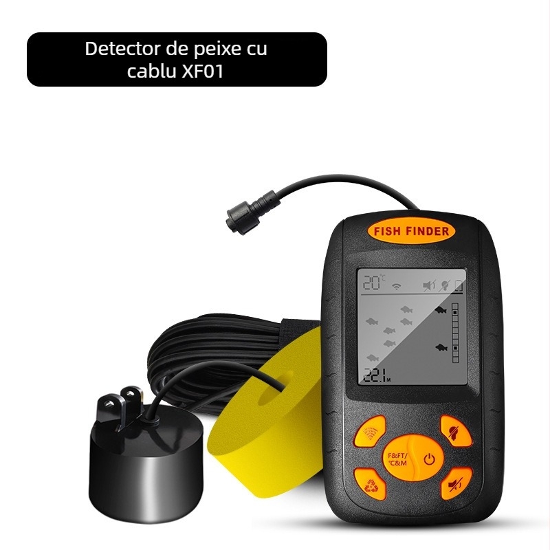 Dispozitiv de pescuit cu detectare subacvatică inteligentă și funcționare cablată, interval de adâncime 0,6–30 m, baterie No. 7, interfață în limba engleză, fabricat în SUA