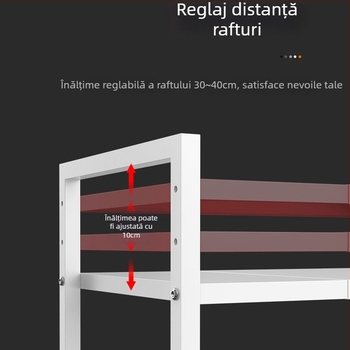 Raft extensibil pentru cuptorul cu microunde – organizator metalic pentru blat, model T18 – design modern minimalist, potrivit pentru cuptor, fierbător de orez și friteuză cu aer