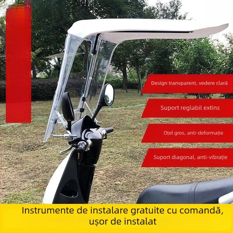 Canopy pentru vehicul electric pentru motocicletă — deschidere automată, închidere semi-automată, potrivire universală, protecție împotriva soarelui și a ploii