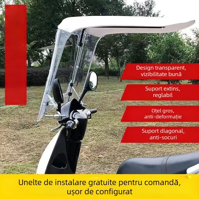 Canopy pentru vehicul electric pentru motocicletă — deschidere automată, închidere semi-automată, potrivire universală, protecție împotriva soarelui și a ploii