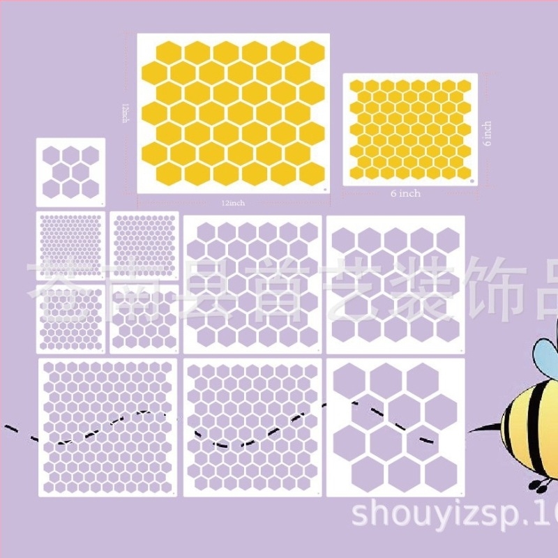 10 bucăți șabloane de pictură cu fagure hexagonal – plastic, stil modern minimalist, realizate manual – Brand First art