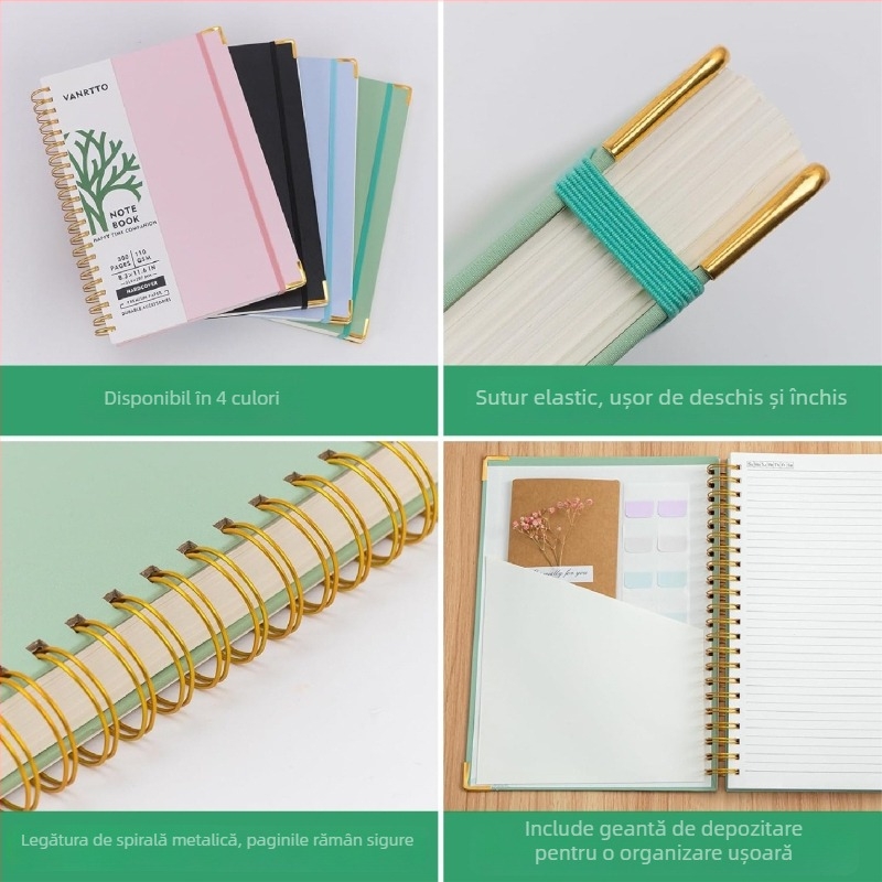 VANRTTO 16K caiet cu spiral, 300 de pagini, hârtie 110 g