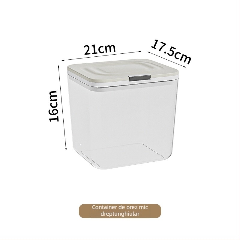Cutie de depozitare a orezului cu etanșare, rezistență la umezeală și insecte; material PP+PET; capacitate 4–5 L; stil modern minimalist