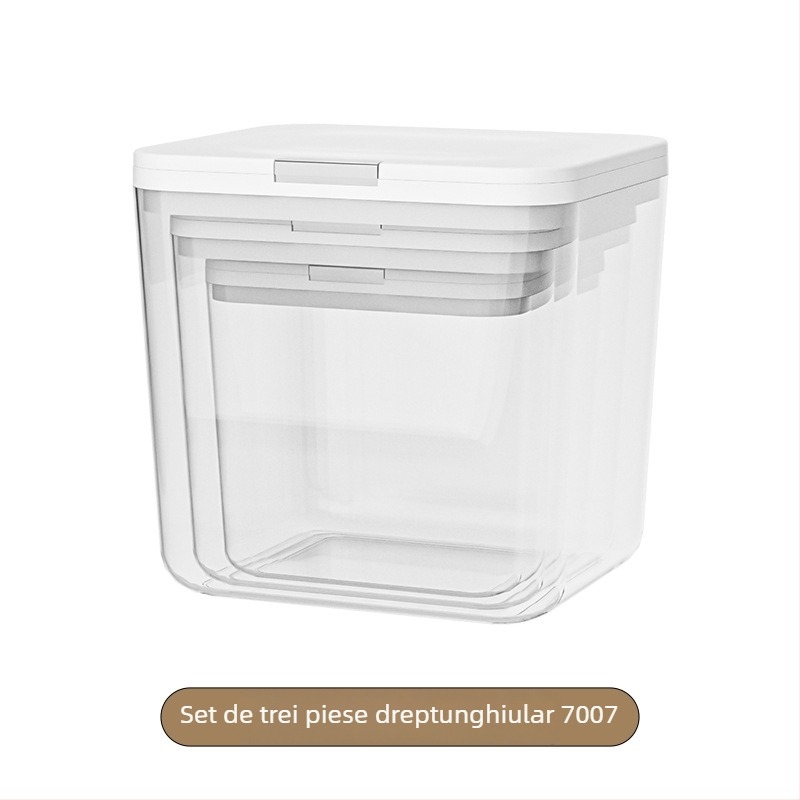 Cutie de depozitare a orezului cu etanșare, rezistență la umezeală și insecte; material PP+PET; capacitate 4–5 L; stil modern minimalist