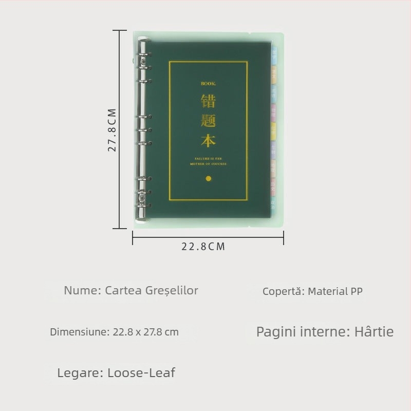 Caiet Jiahao, cu copertă PP, cu foi detașabile, hârtie Forest, 40 pagini, 80 g/m², stil creativ