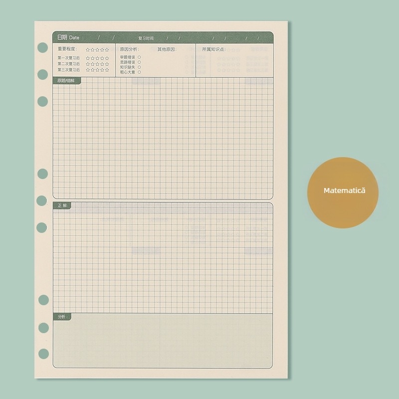 Caiet Jiahao, cu copertă PP, cu foi detașabile, hârtie Forest, 40 pagini, 80 g/m², stil creativ