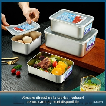 Cutie din oțel inoxidabil, cu etanșare hermetică, pentru fructe și bento, potrivită pentru frigider și congelator, stil japonez.